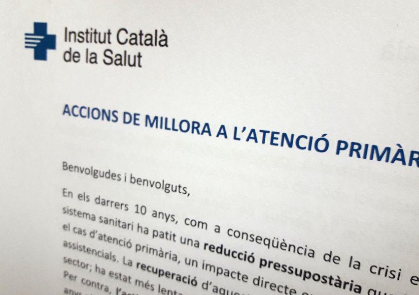 Documento "Accions de Millora a l'Atencií Primària de l'ICS"