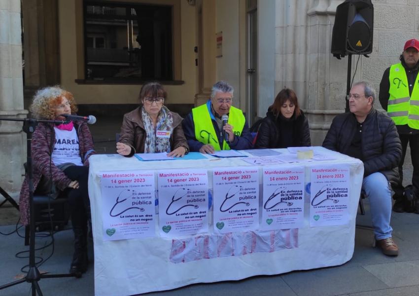 Roda de premsa sobre la manifestació a Terrassa del 14 de gener