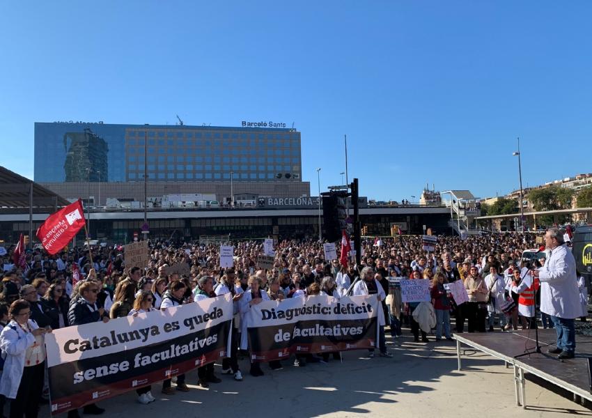 Manifestació de MC a l'Estació de Sants