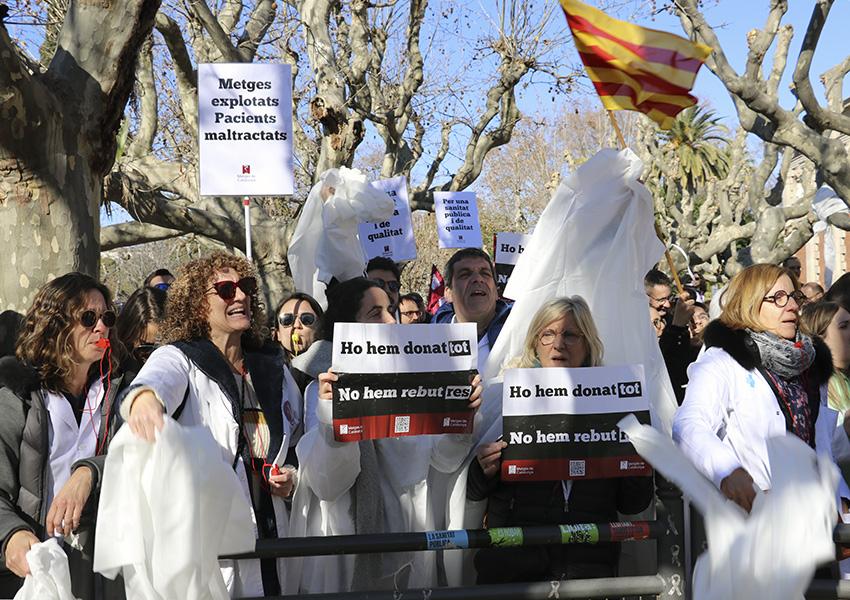 Manifestació durant la vaga mèdica de gener de 2023