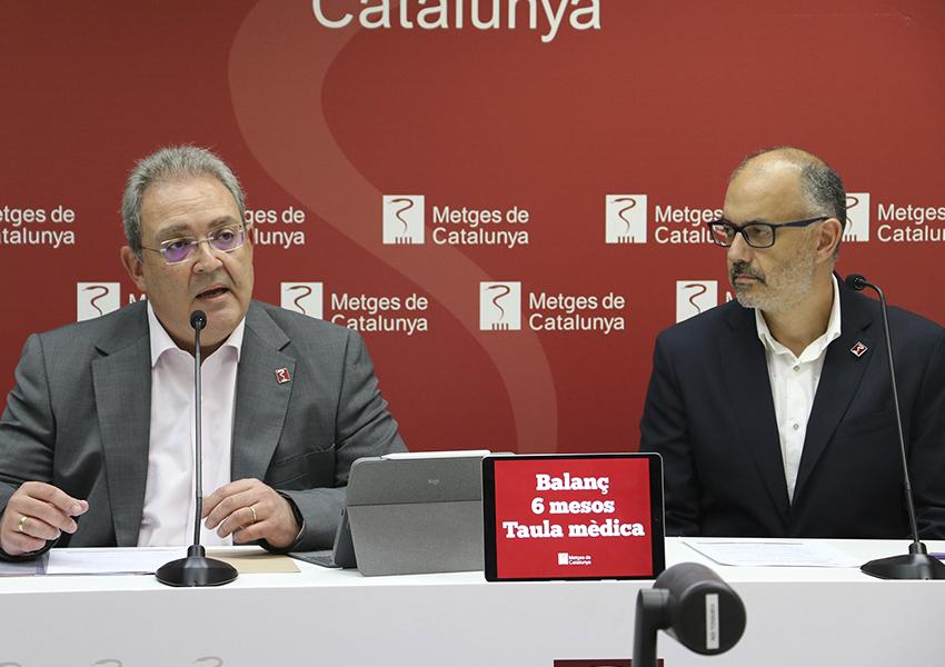 Xavier Lleonart i David Arribas a la roda de premsa de balanç de la taula mèdica