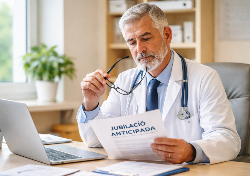 Metge consultant la seva resolució de jubilació anticipada