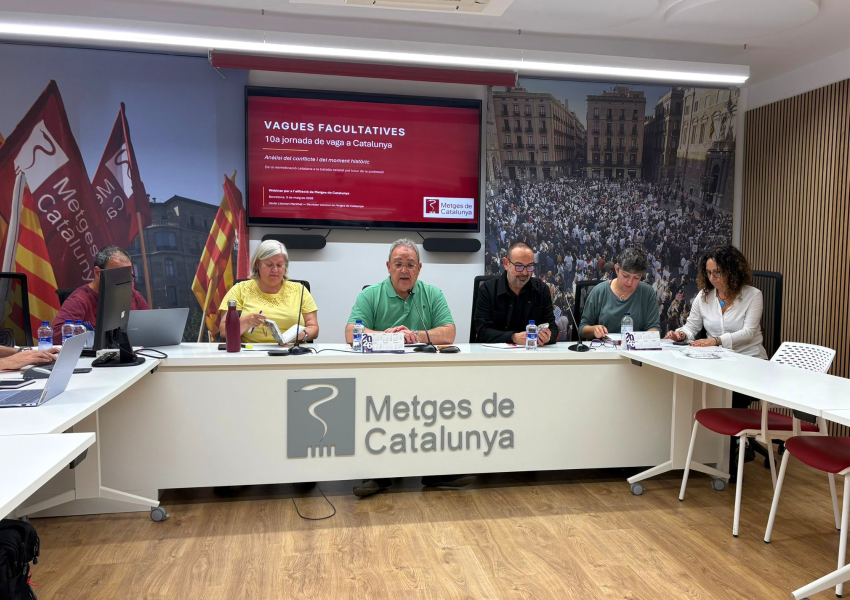 La direcció de Metges de Catalunya durant el seminari web sobre la vaga